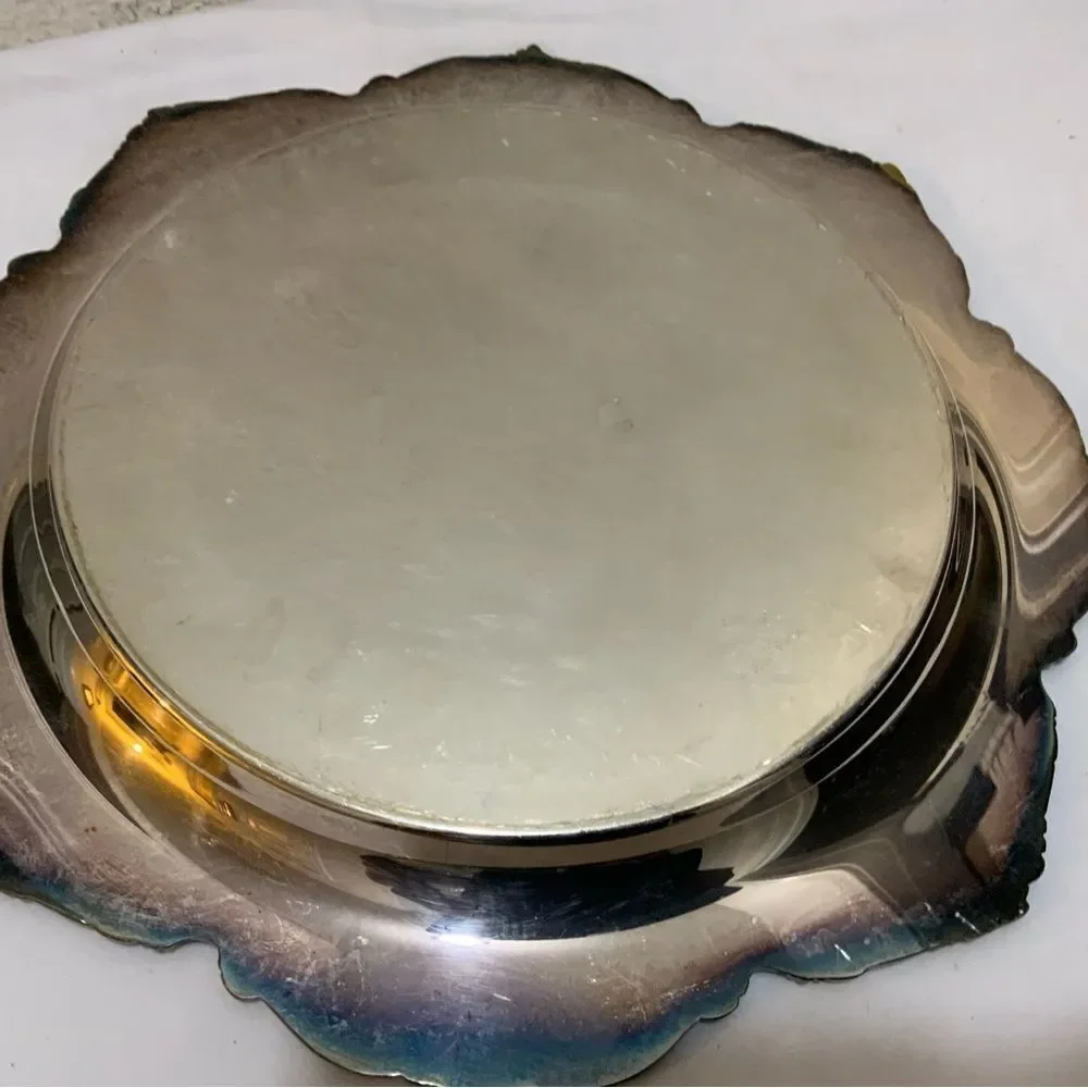 Webster Wilcox Round Silver Plate Serving Tray American Rose 5772 Intl Silver Co